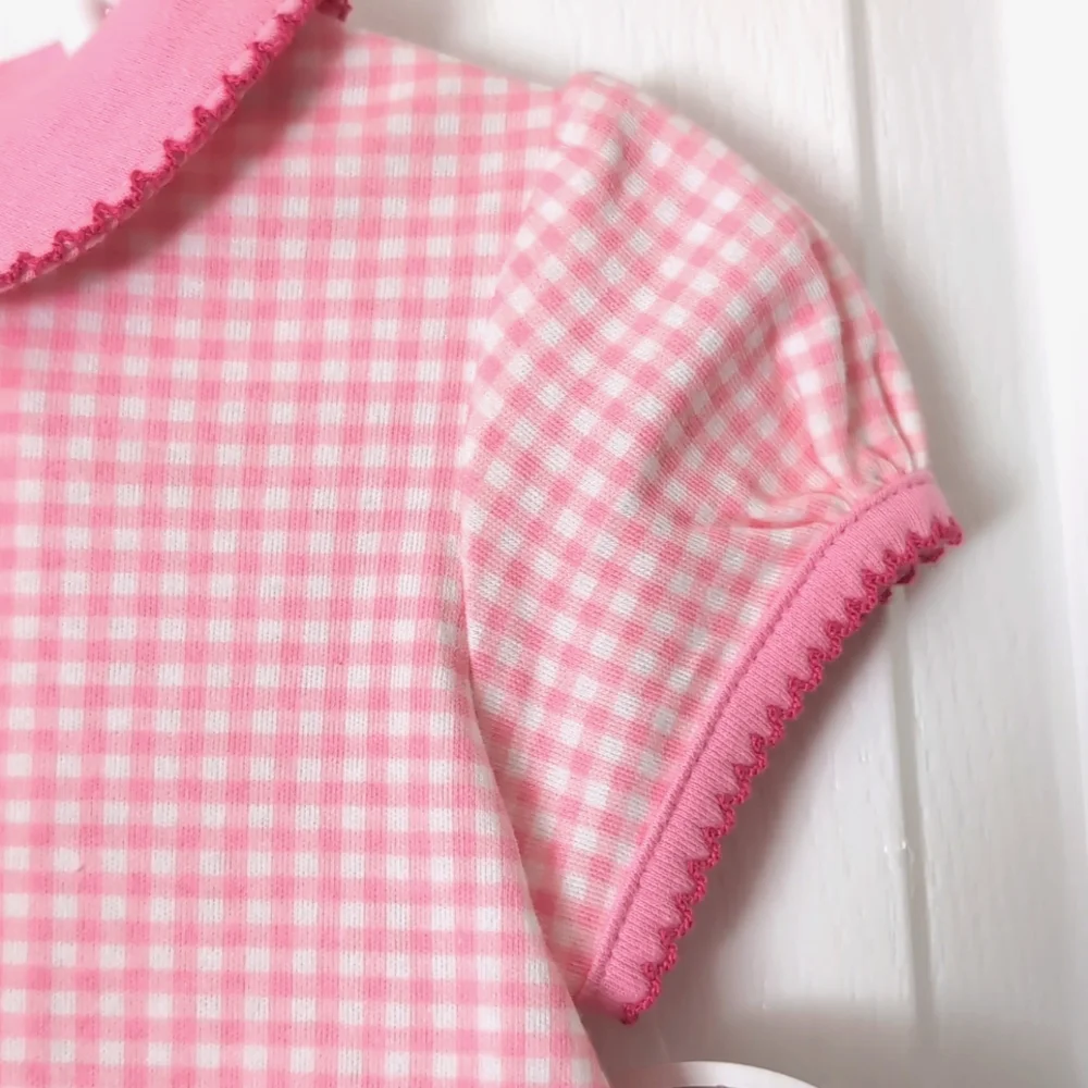 Carter's Pink/White Check 2 Pc Dress Set. Size 12 mos. Embroidered. Butterfly